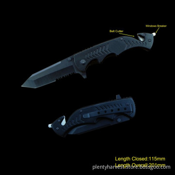 Survival Knife with Window Breaker & Belt Cutter (#3568)